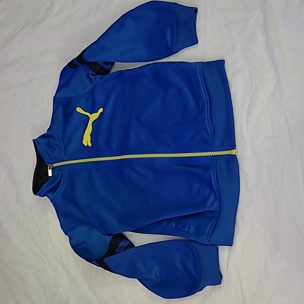 💥5/$25 Puma Boys Size 5 Blue Long Sleeve Zip Up Track Jacket